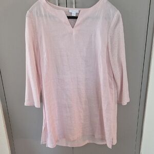 NWOT J.jill Light Pink Split-Neck Linen Tunic